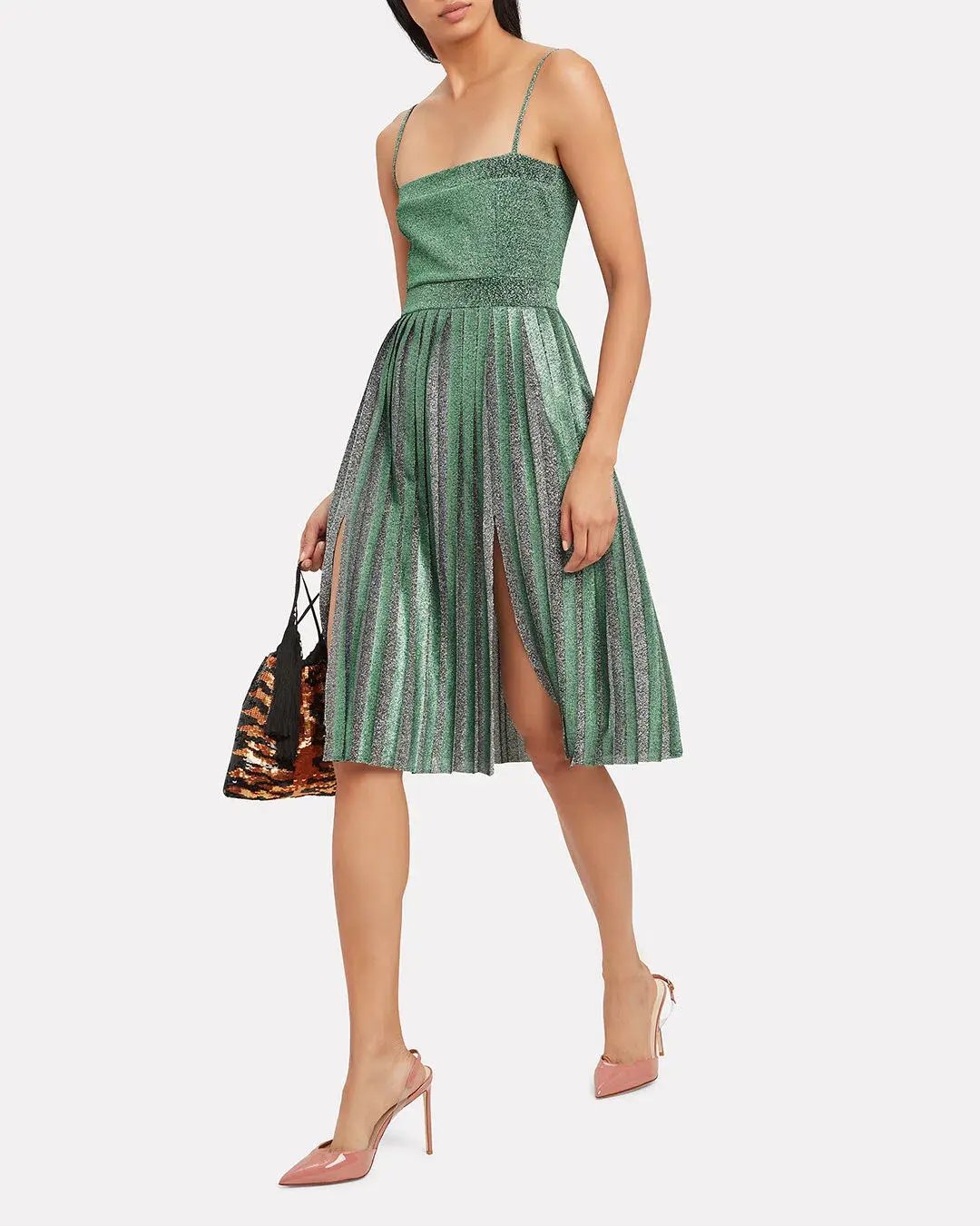 MISHA Janelle Midi Dress Green Glitter Size 8/S photo 3