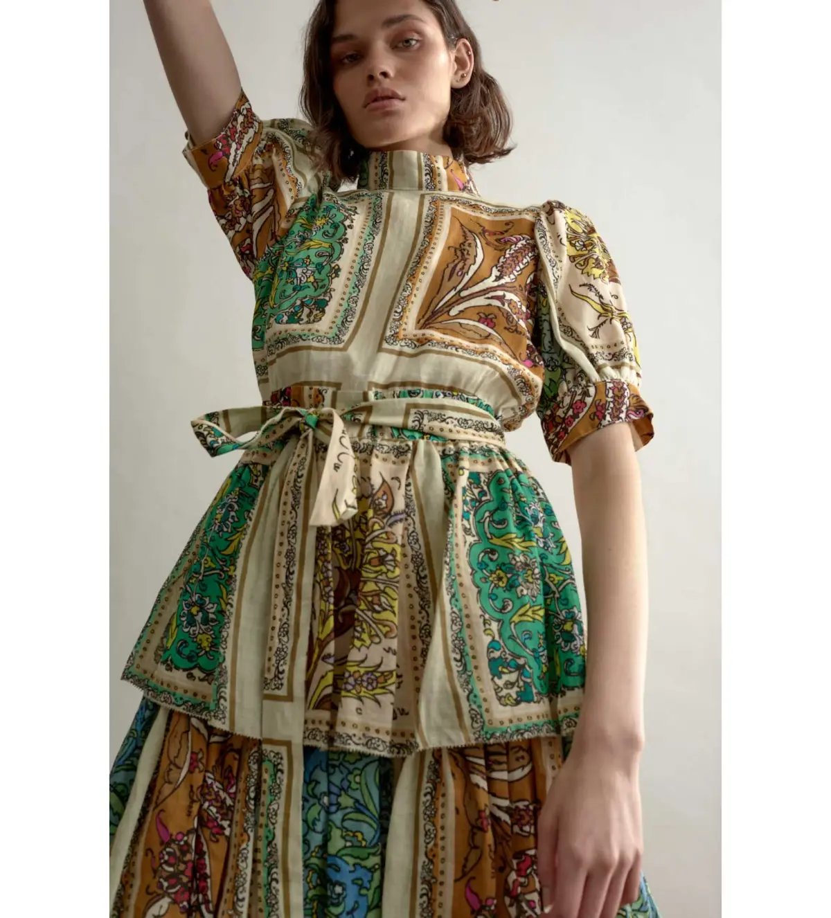 Alemais Delphine Tiered Midi Dress Multi Floral Size AU 10 photo 5