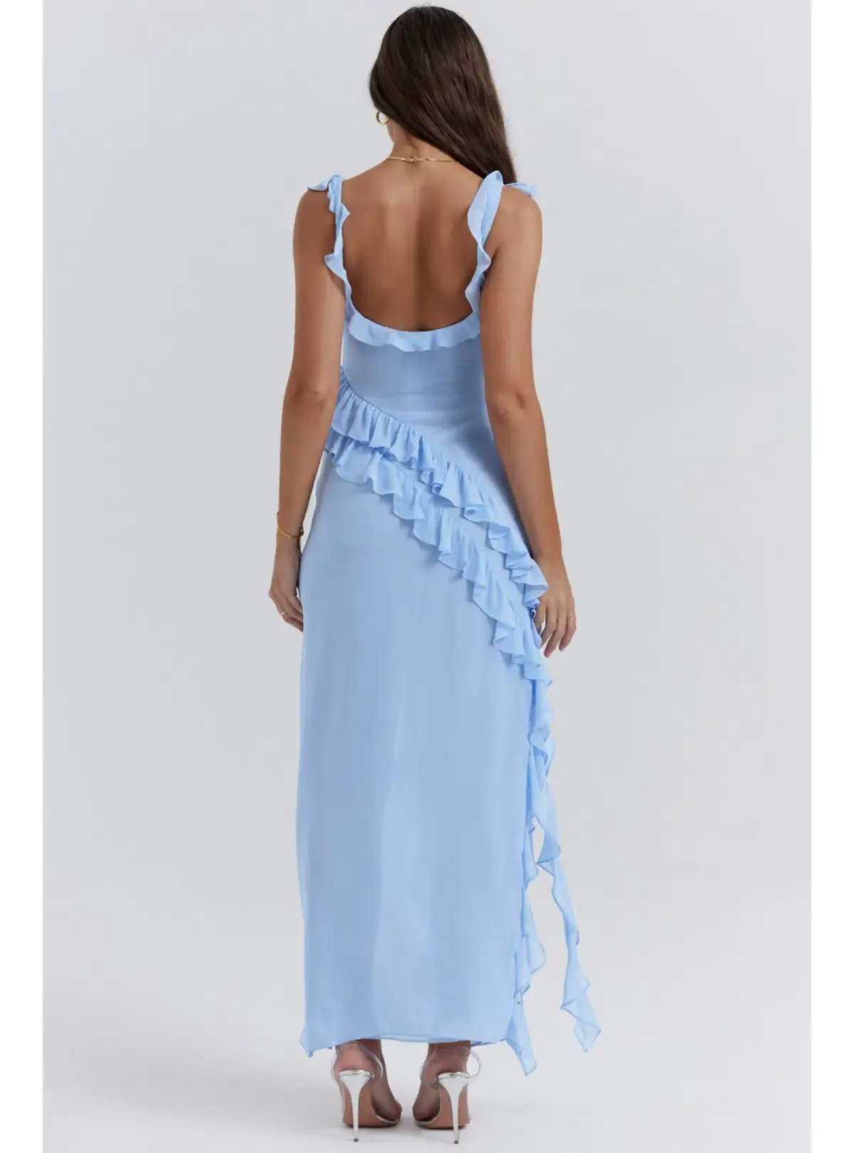 House of CB Ariela Ruffle Maxi Dress in Soft Blue Size S / AU 8 photo 3