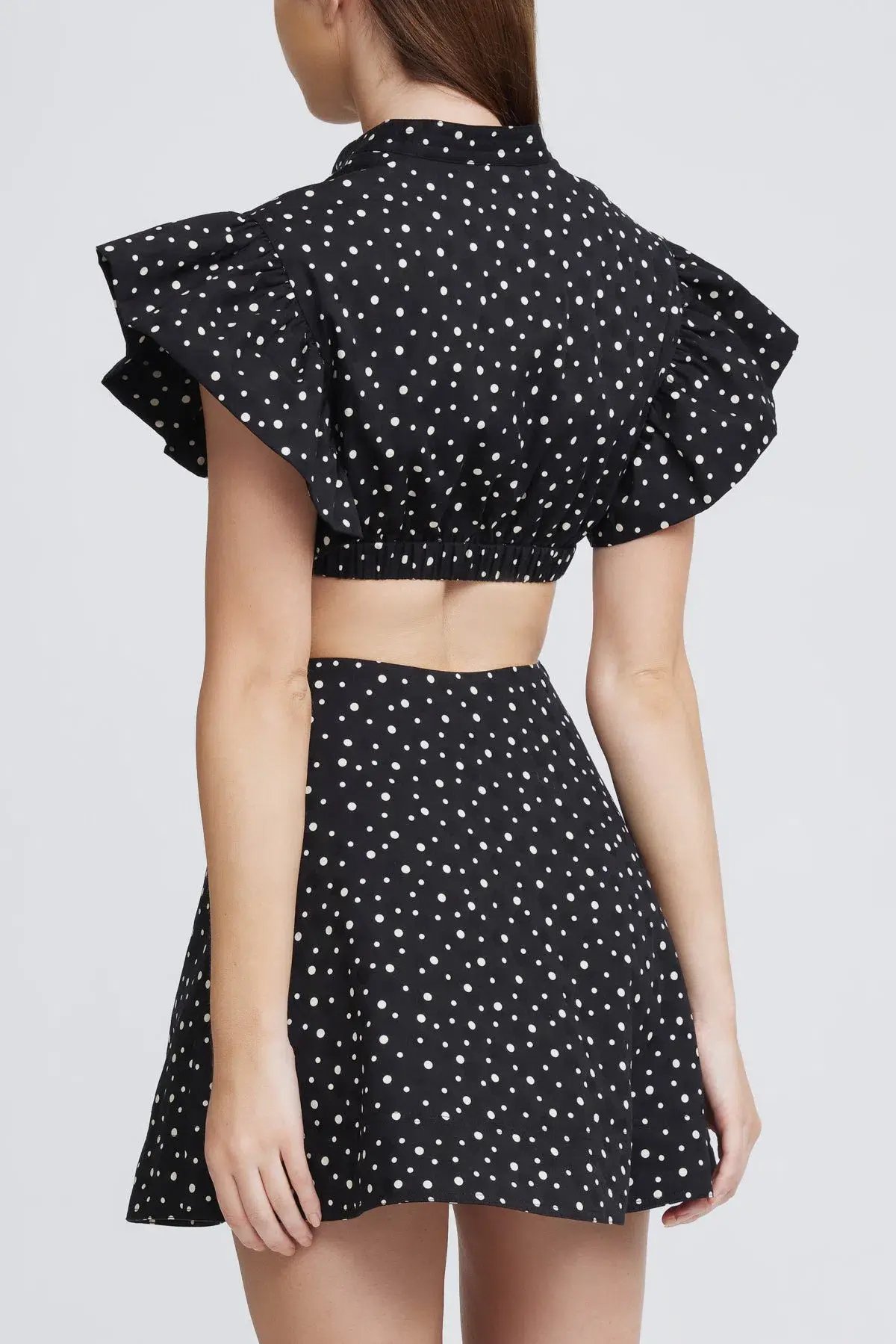 Significant Other Martine Mini Dress Black/Cream Polka Size 10 photo 3