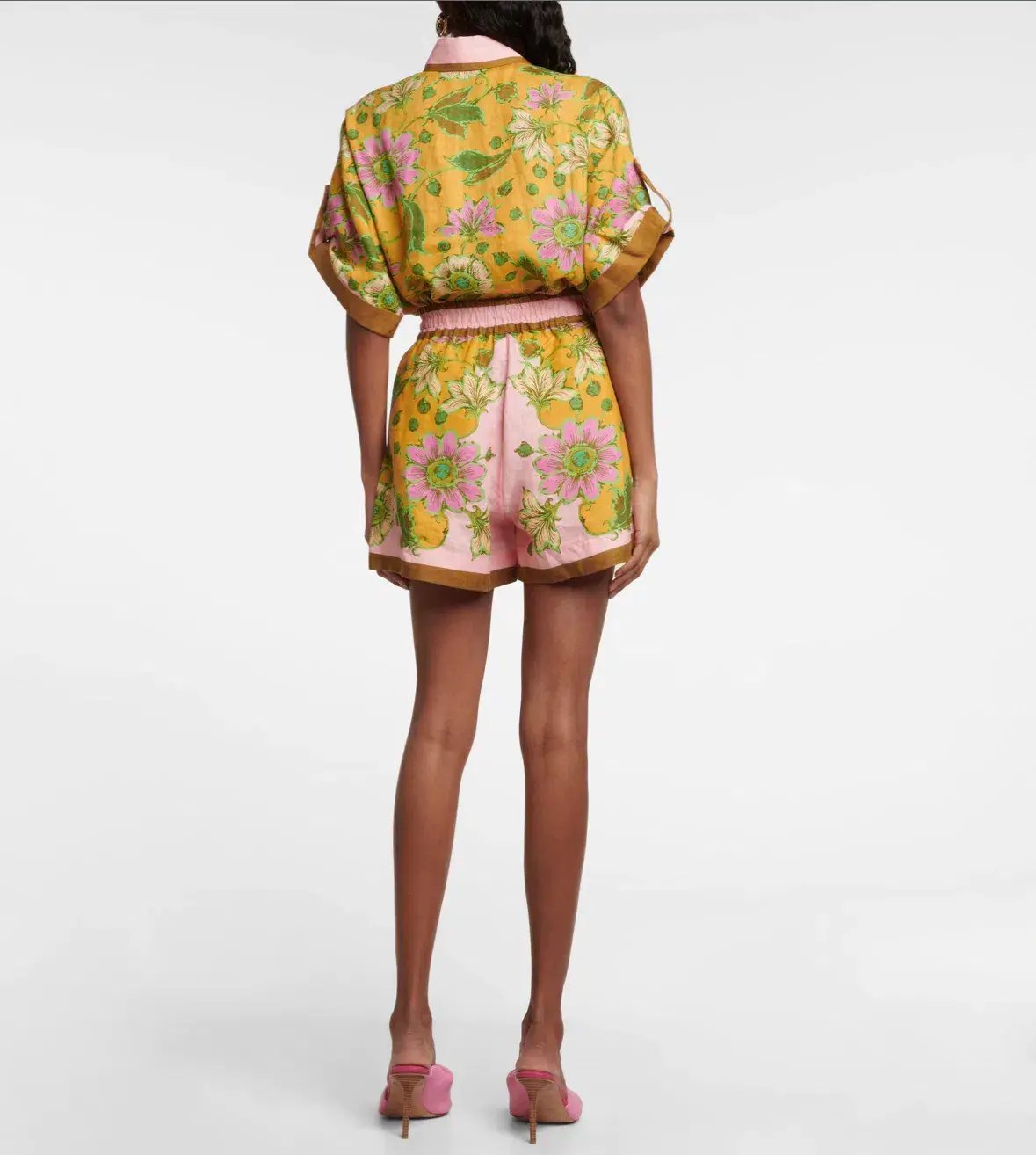 Alemais Winnie Floral Spliced Pink Shirt and Short Two Piece Set Print Size 10 photo 2