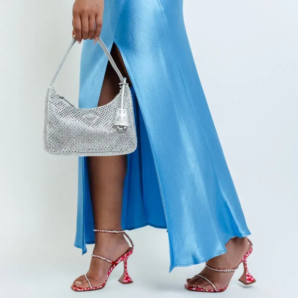 Prada Satin Crystal Mini Bag Silver photo 3
