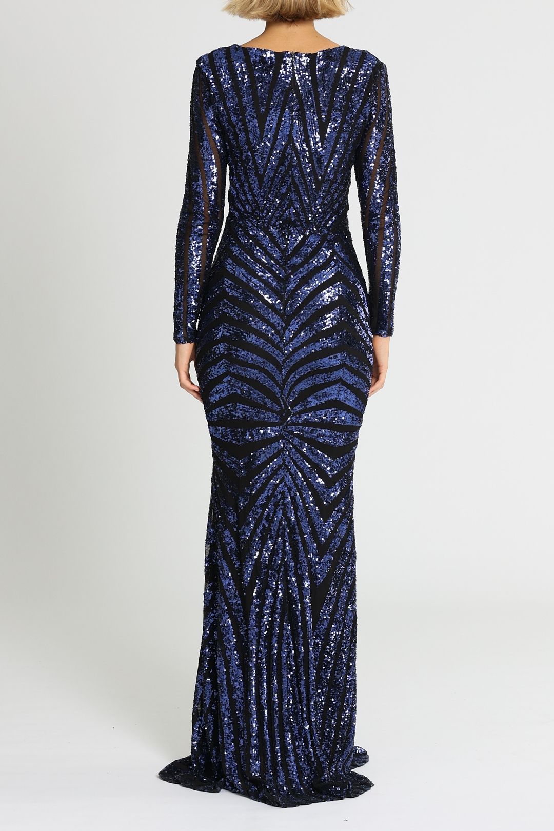 Art Deco Sequin Gown - Navy photo 3