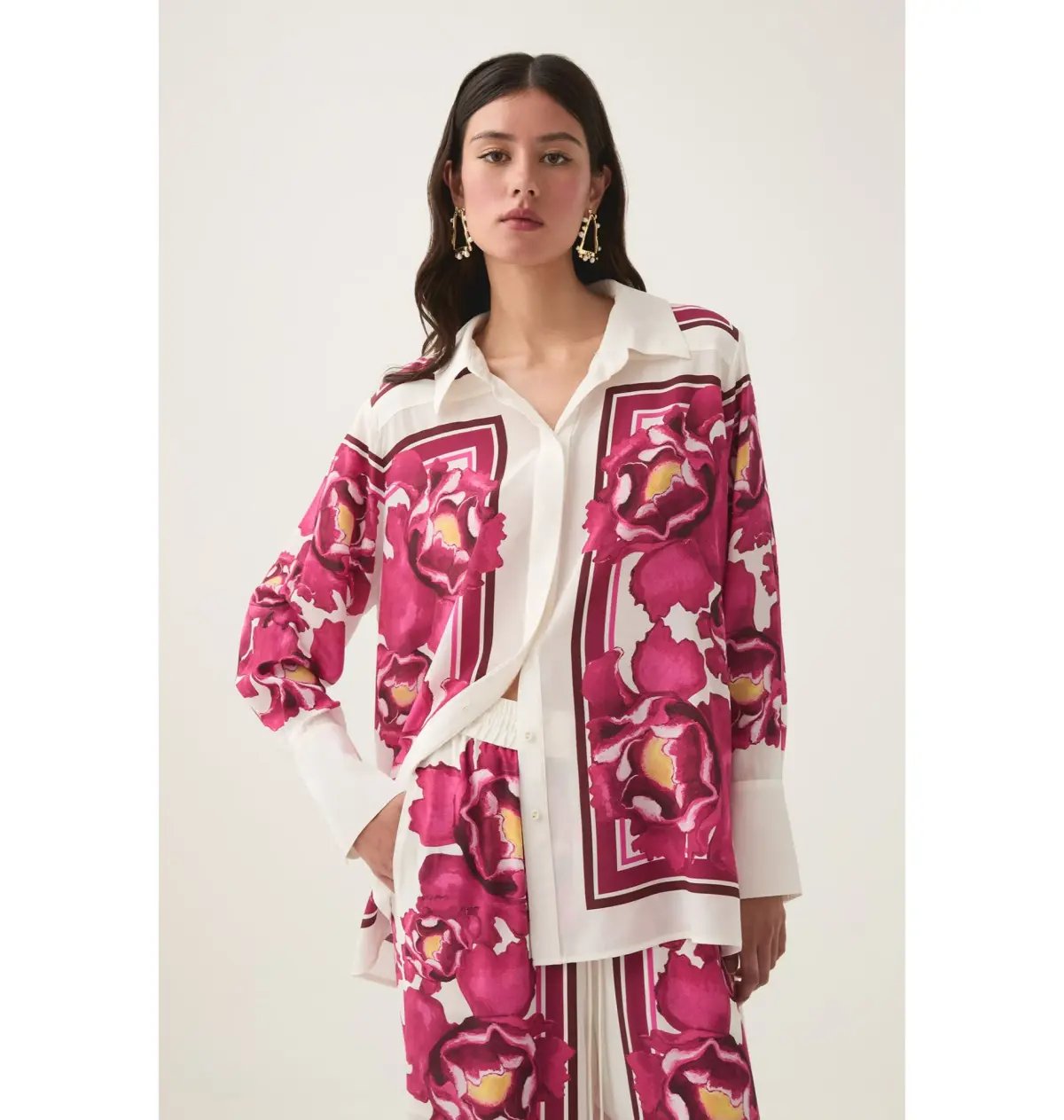 Aje Atomic Silk Shirt and Relaxed Pants Set Boldly Blooming Size AU 10 photo 2