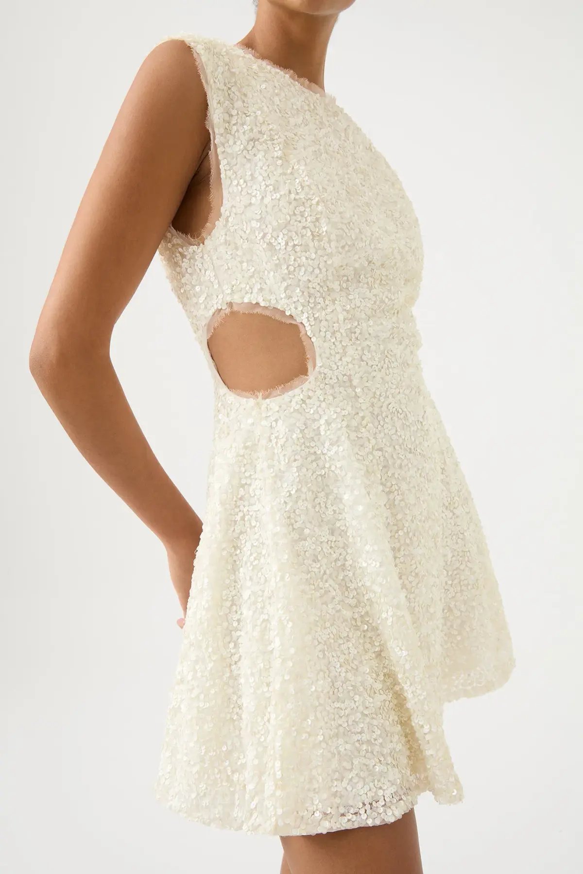 Aje Mirage Beaded Mini Dress Ivory Size 8 photo 2