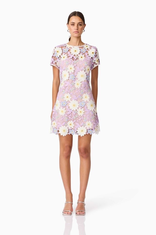 Elliatt Sigrid Mini Shift Dress - Lilac Multi photo 2