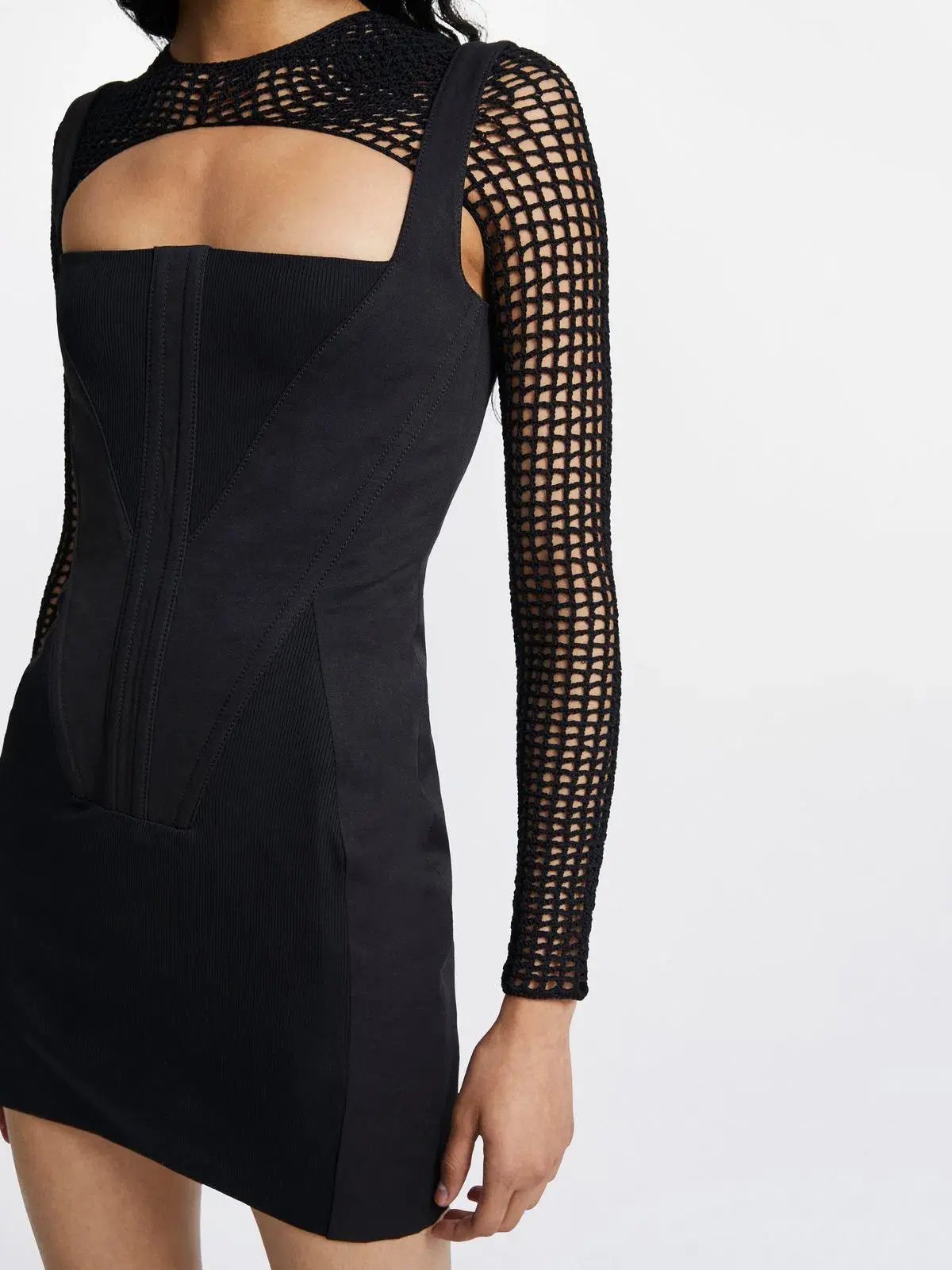 Dion Lee Fork Frame Panelled Mini Dress Black Size 8 photo 3