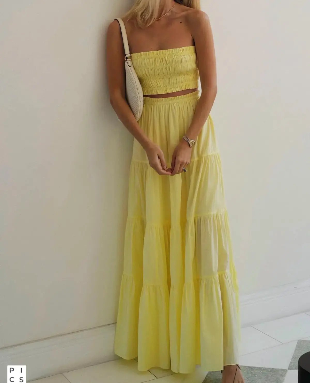 Steele Paradise Crop and Parasol Skirt Set in Neon Yellow Size 10 photo 4