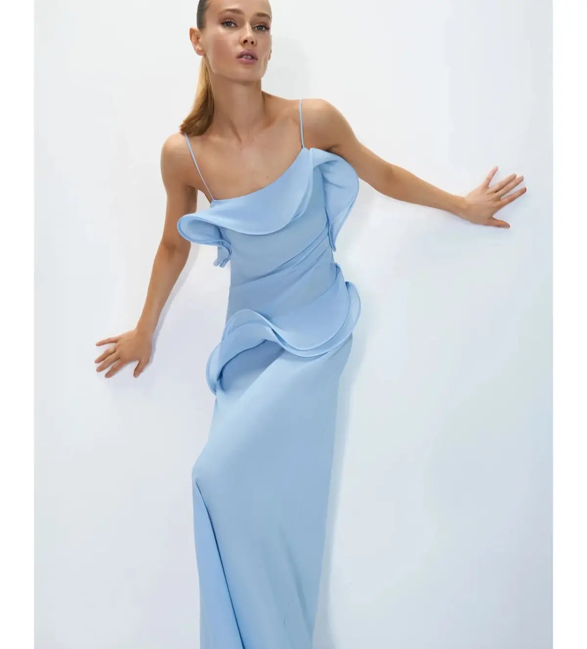 Selezza London Chiffon Maxi Dress Baby Blue Size AU 6 photo 5