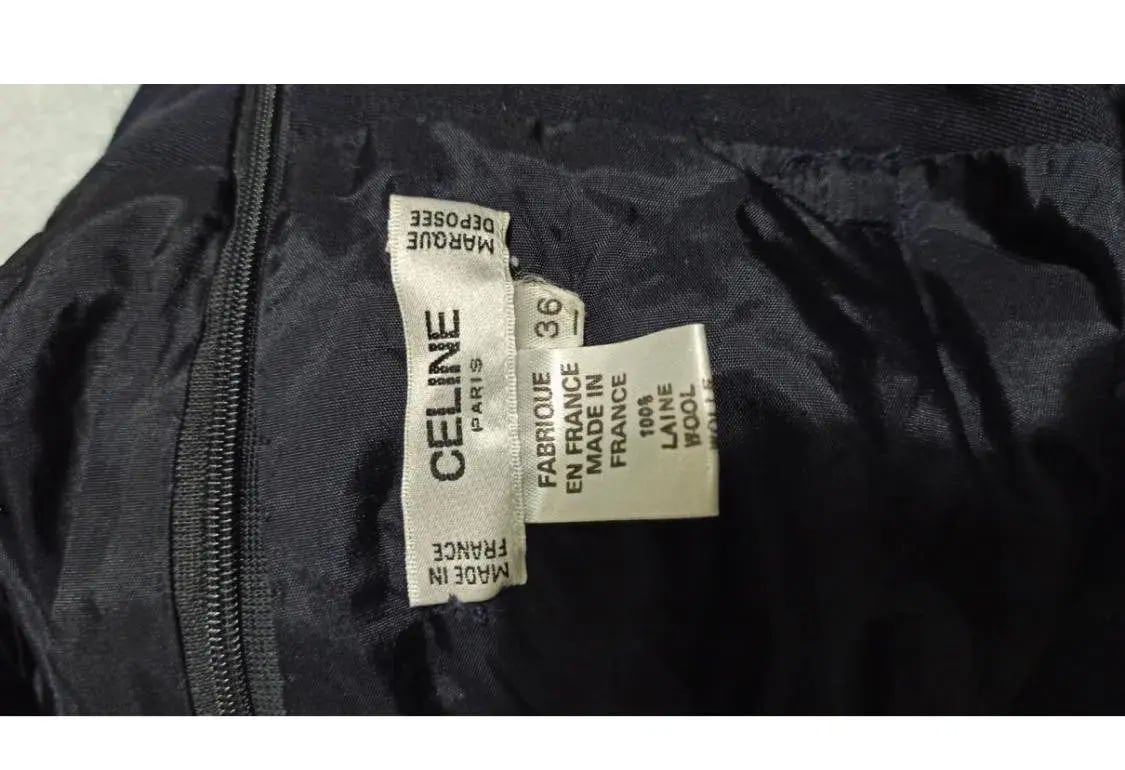 Céline Wool Mid-Length Skirt Navy Size 8 photo 5