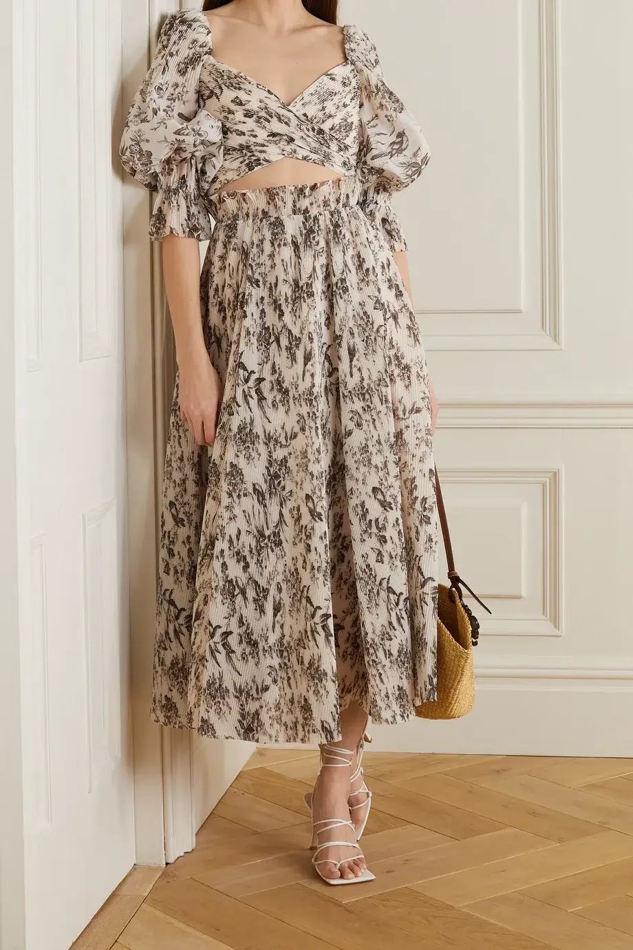 Zimmermann Pleated Printed Organza Bodice Size 1/AU 10 and Midi Skirt Set Size 0/AU 8 in Bird Toile Print photo 2