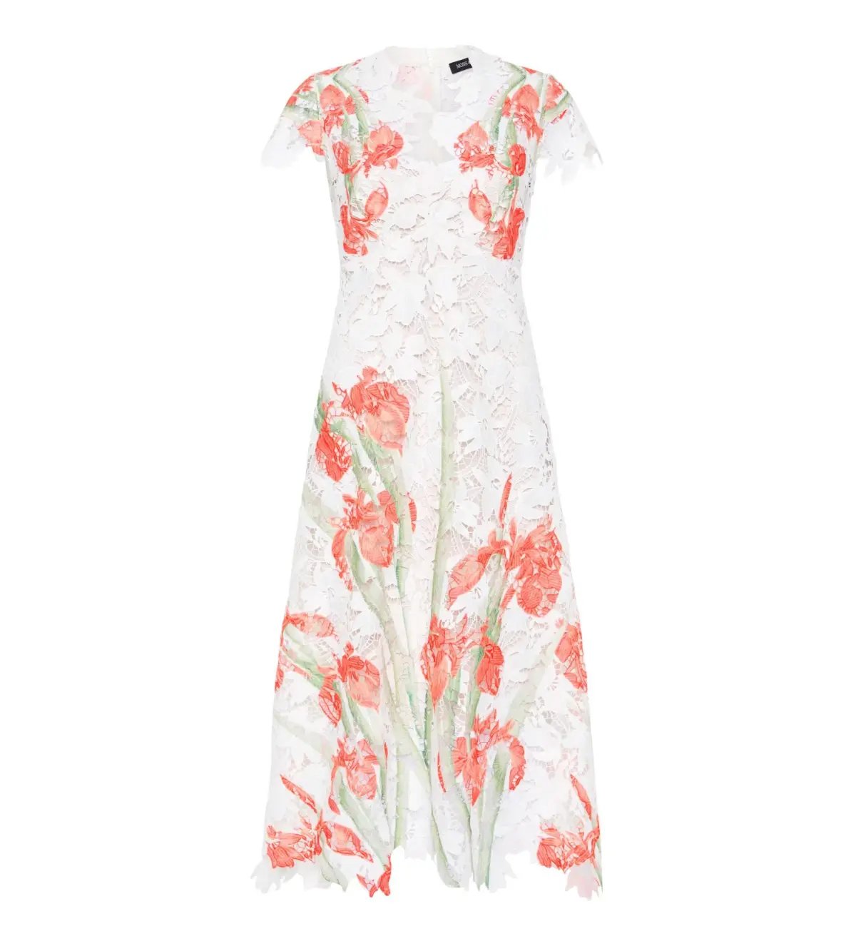 Moss and Spy Orchid Cap Sleeve Midi Dress White Floral Size AU 14 photo 4