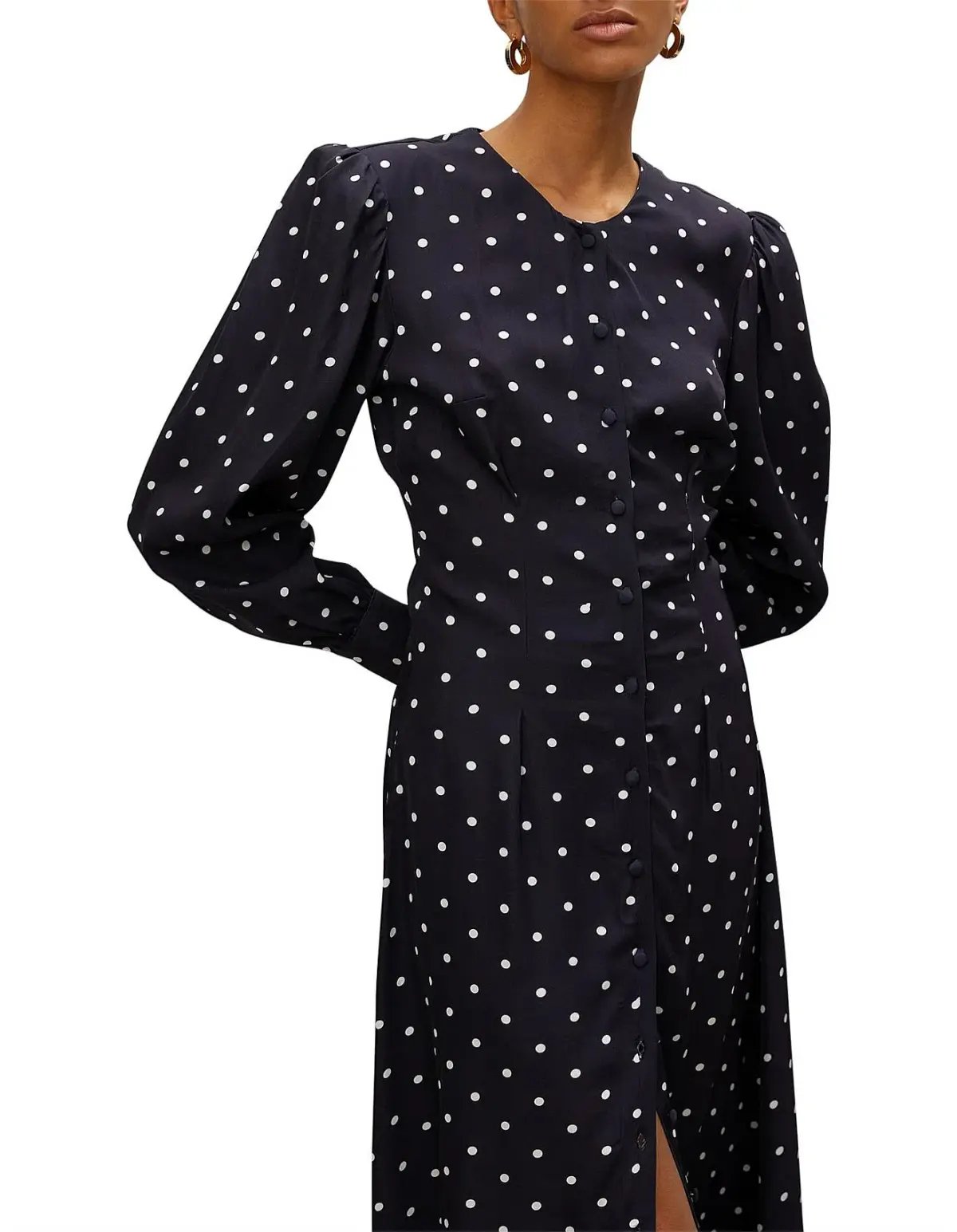 Rohe Claudia Long Length Buttoned Midi Dress Polka Dot Size 8 photo 2