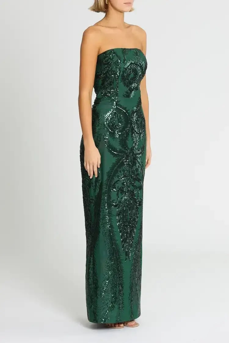 Elle Zeitoune Austin Gown Forest Green Size 12 photo 2