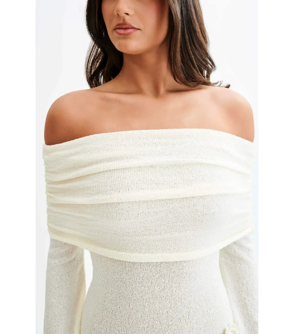 Meshki Kiki Off Shoulder Knit Rose Maxi Dress Ivory Size XS / AU 6 photo 2