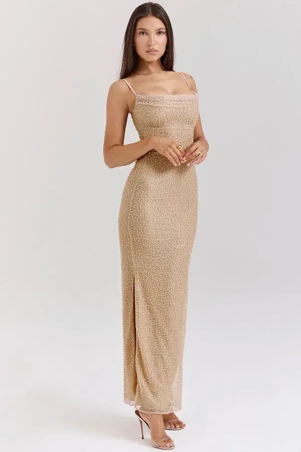 House Of CB Calla  Maxi Dress Seapearl Embellished Size M / 10 photo 2