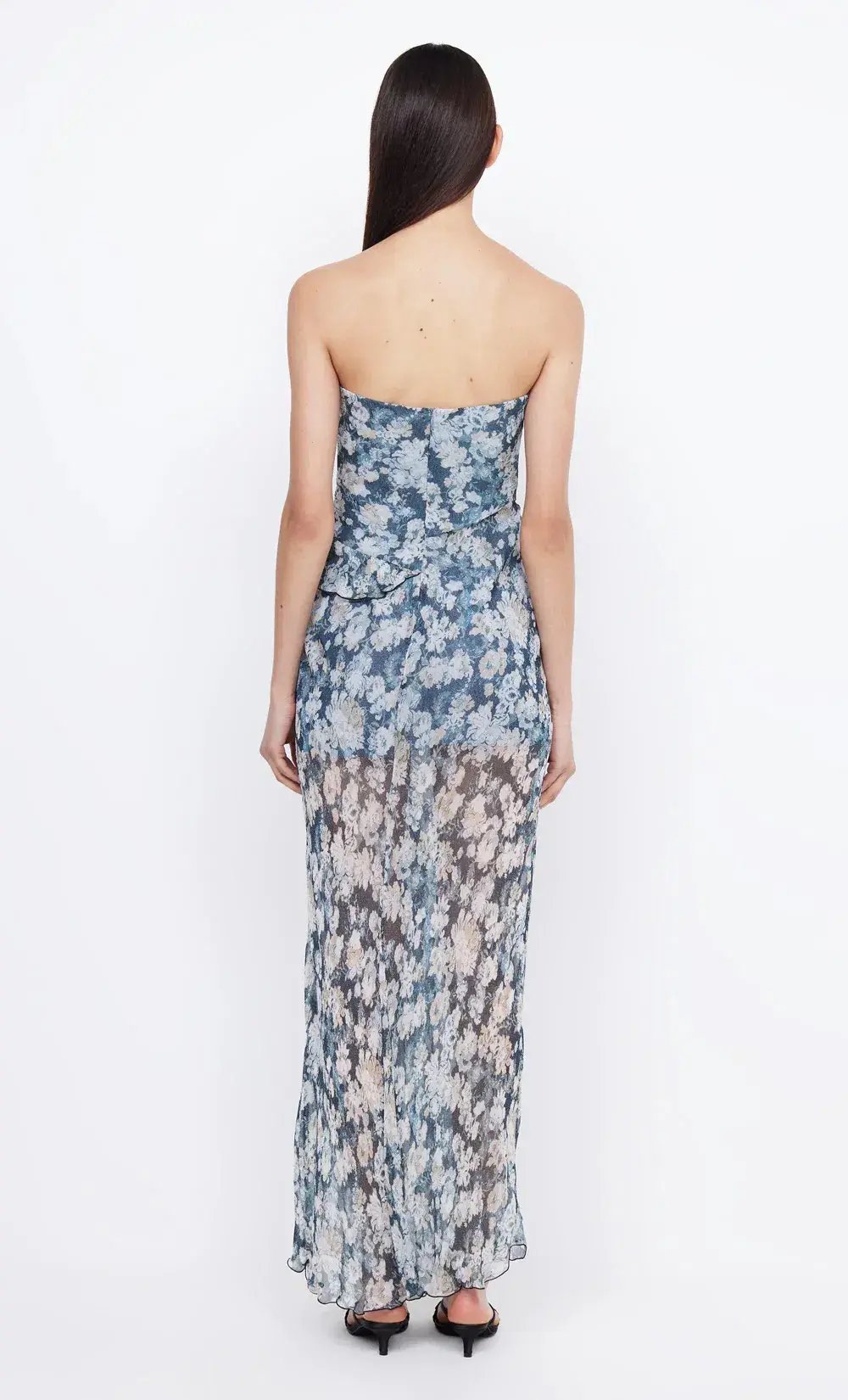 Bec & Bridge Opal Strapless Maxi Dress in Denim Floral Size 8 photo 3