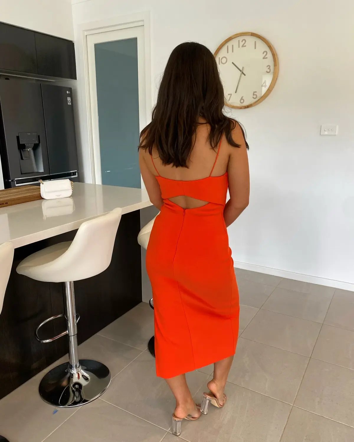 Bec & Bridge Ulla Cut Out Midi Dress Orange Size 8 photo 3