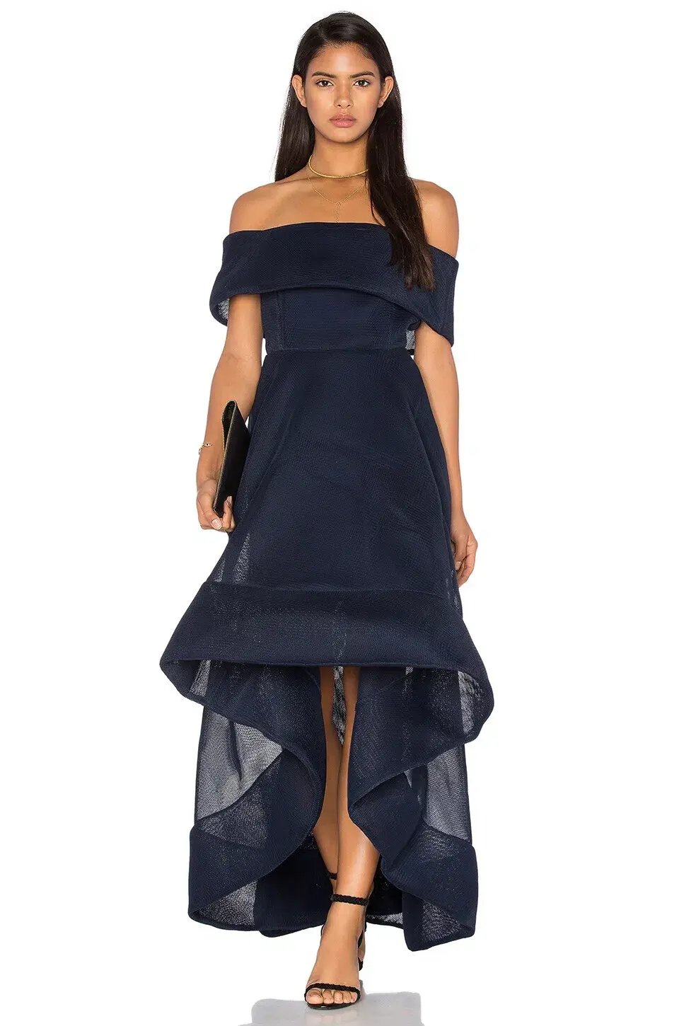 Bronx And Banco Tulip Off Shoulder Dress Navy Size 10 photo 5