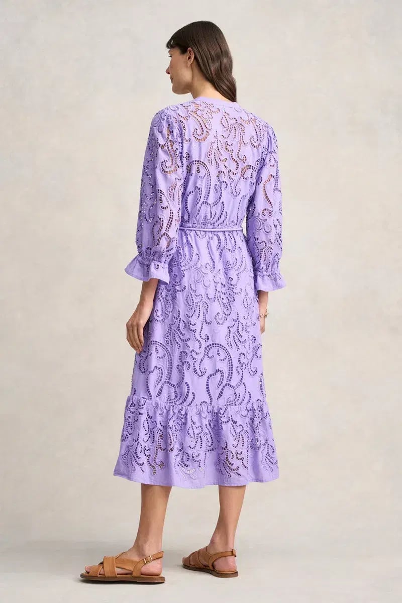 Blue Illusion Broderie Lace Midi Dress Bright Lilac Size 8/XS photo 3