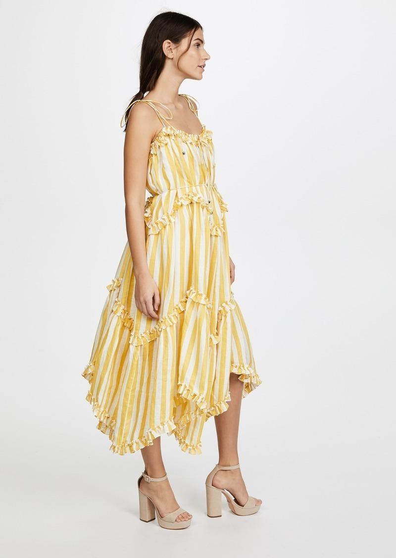 Zimmermann Lumino Floating Stripe Dress Yellow Size 6 photo 2