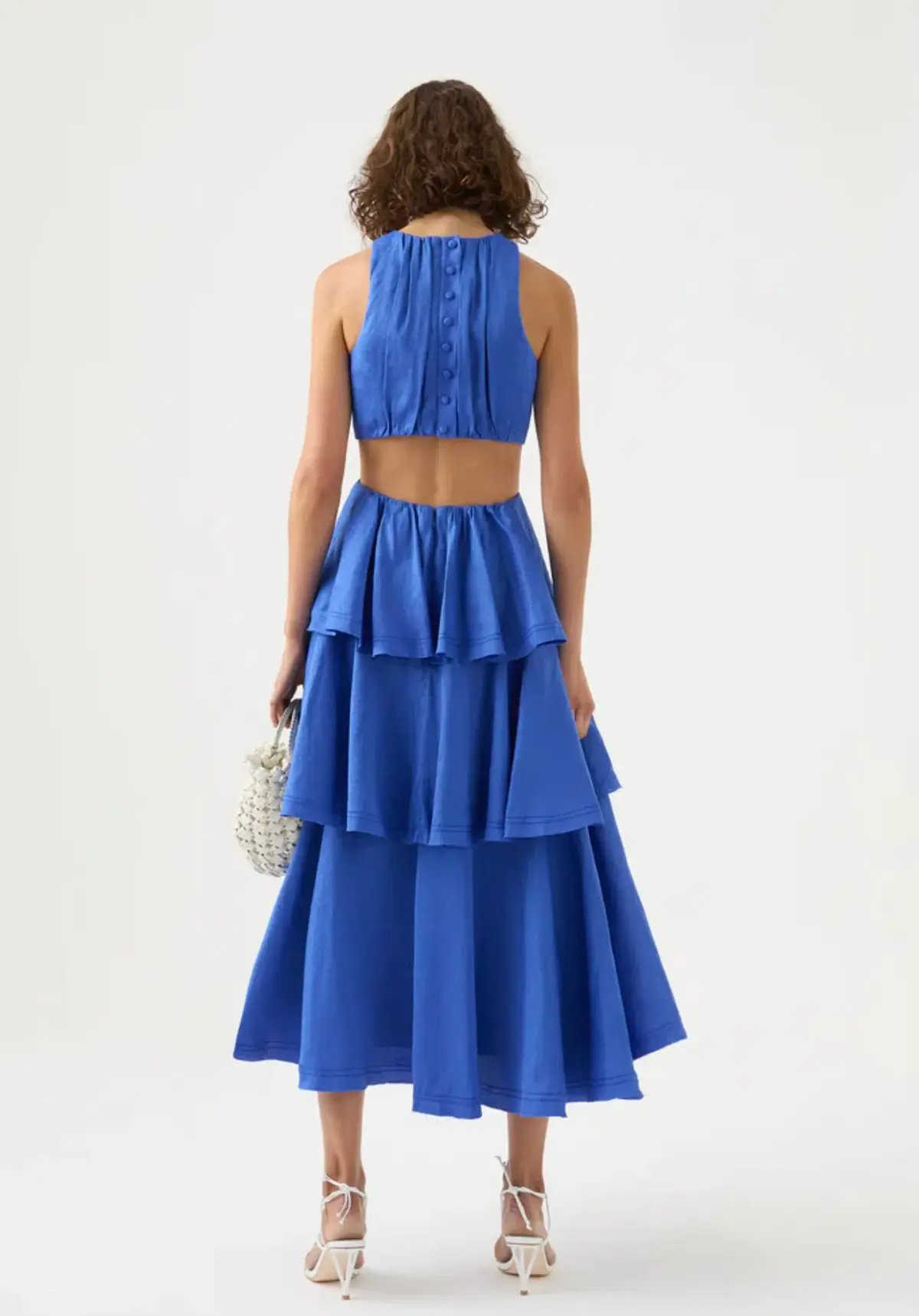 Aje Wave Cut Out Ring Midi Dress Marine Blue Size 10 photo 4