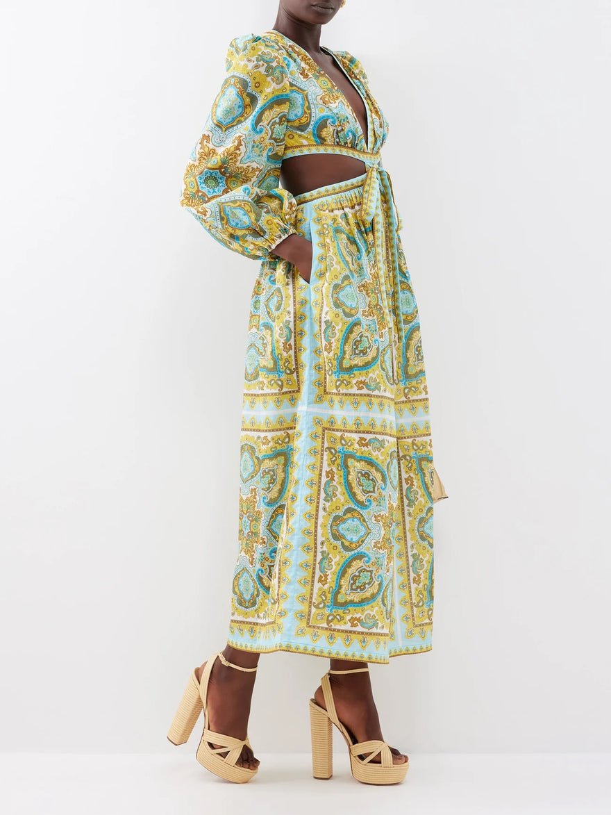 Zimmermann Halcyon Tie Front Midi Dress photo 3