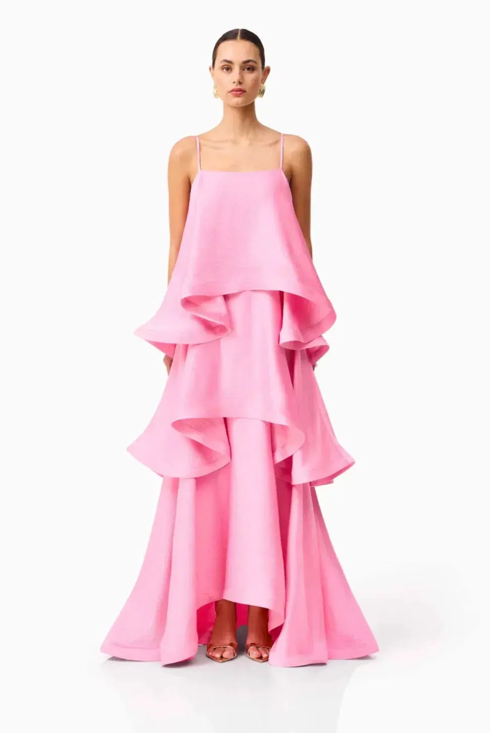Elliatt Tilly Tiered Maxi Dress in Pink Size 8 photo 4