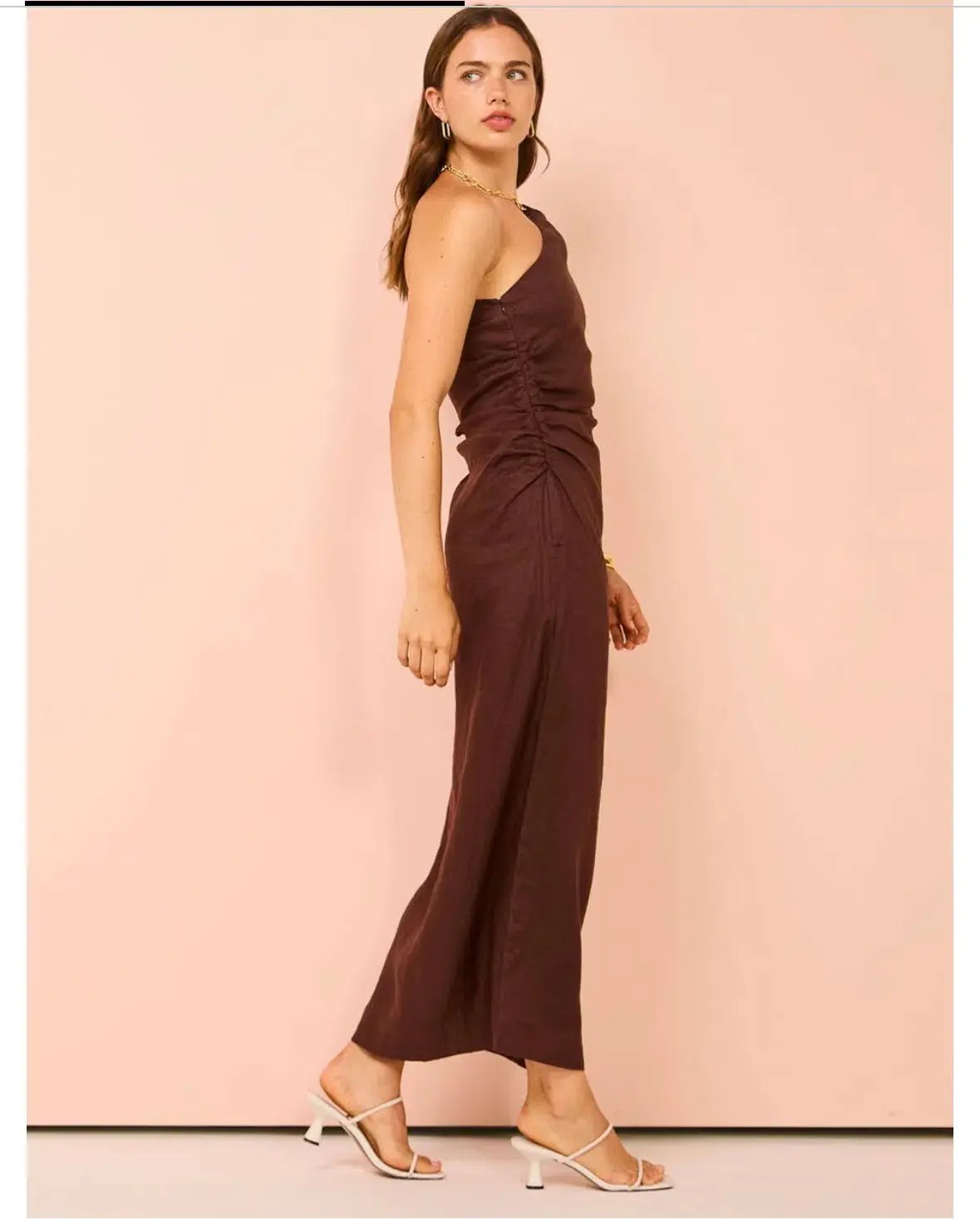 Faithfull The Brand Jomana Midi Dress In Cacao Size 10 photo 7