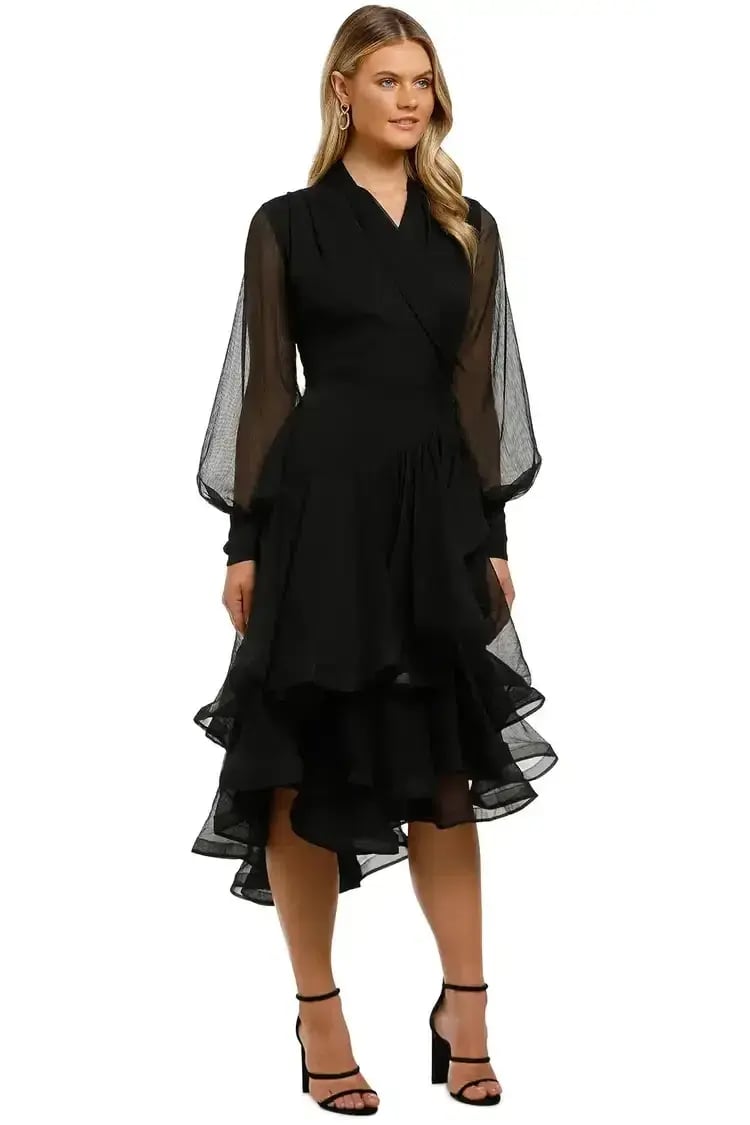 Elliatt Cuba Midi Dress in Black Size 10 photo 2