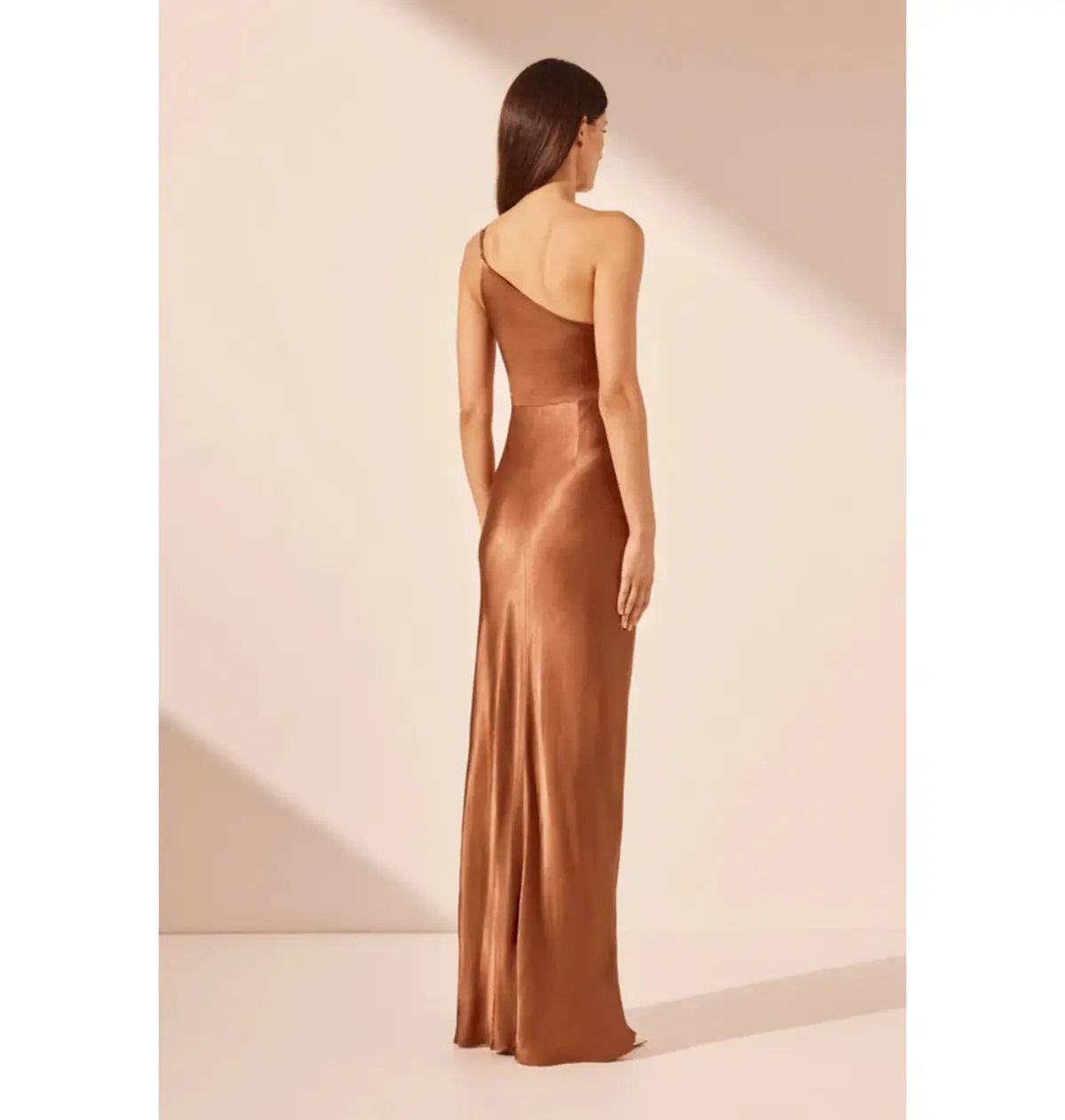 Shona Joy La Lune Asymmetrical Gathered Maxi Dress Almond Size AU 10 photo 5