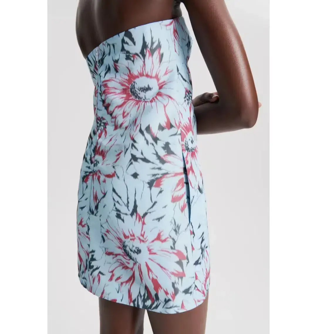 Scanlan Theodore Floral Taffeta Mini Dress in Ice Blue Size 6/XS photo 4