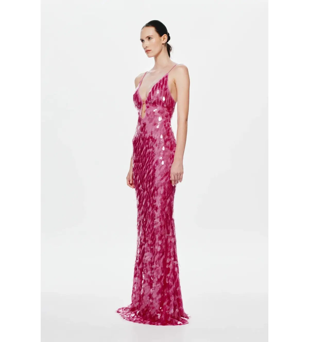 MISHA Sapphire Sequin Maxi Dress Fuchsia Pink Size 8/S photo 2