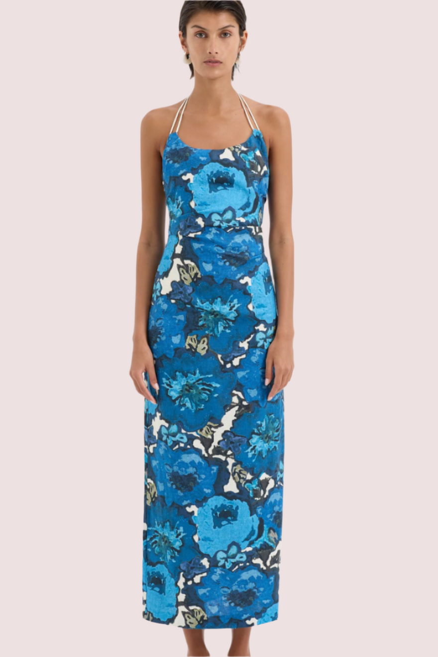Sir The Label Camellia Midi Dress Blue photo 4