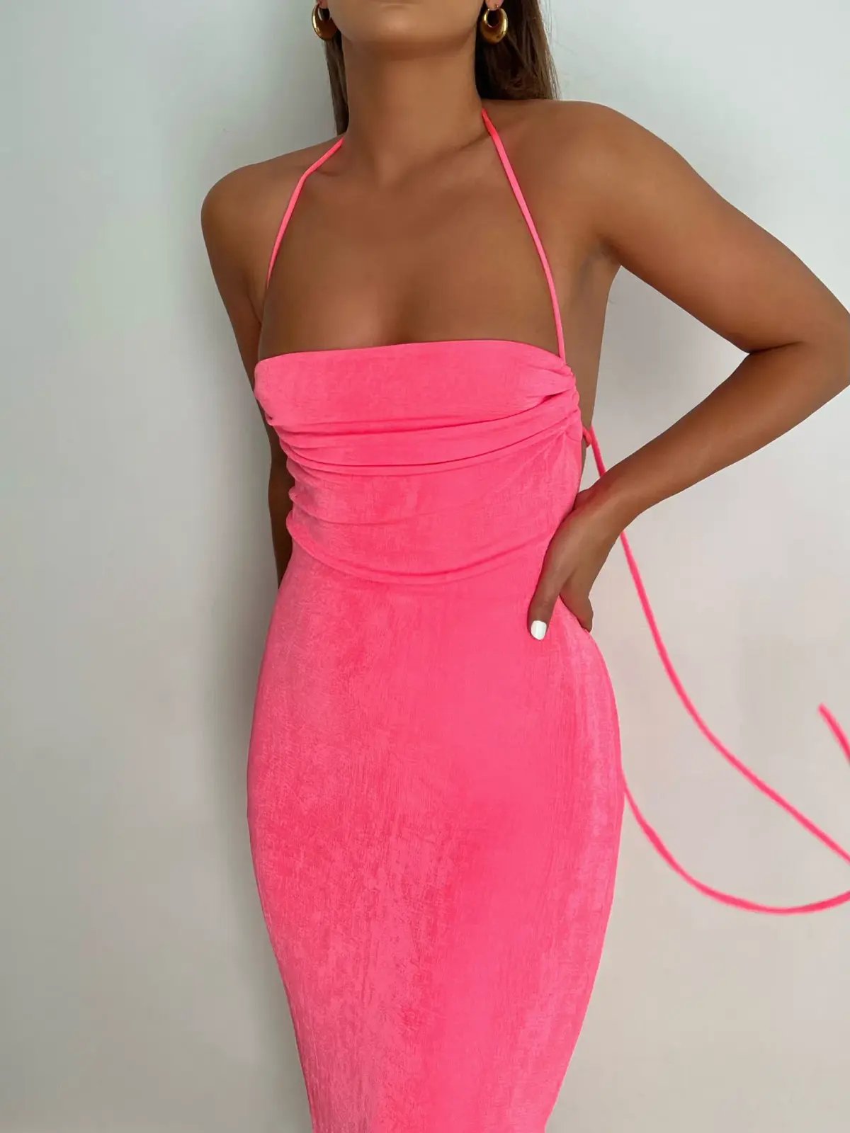 Mélani the Label Ciana Midi Dress Hot Pink Size XXS photo 2