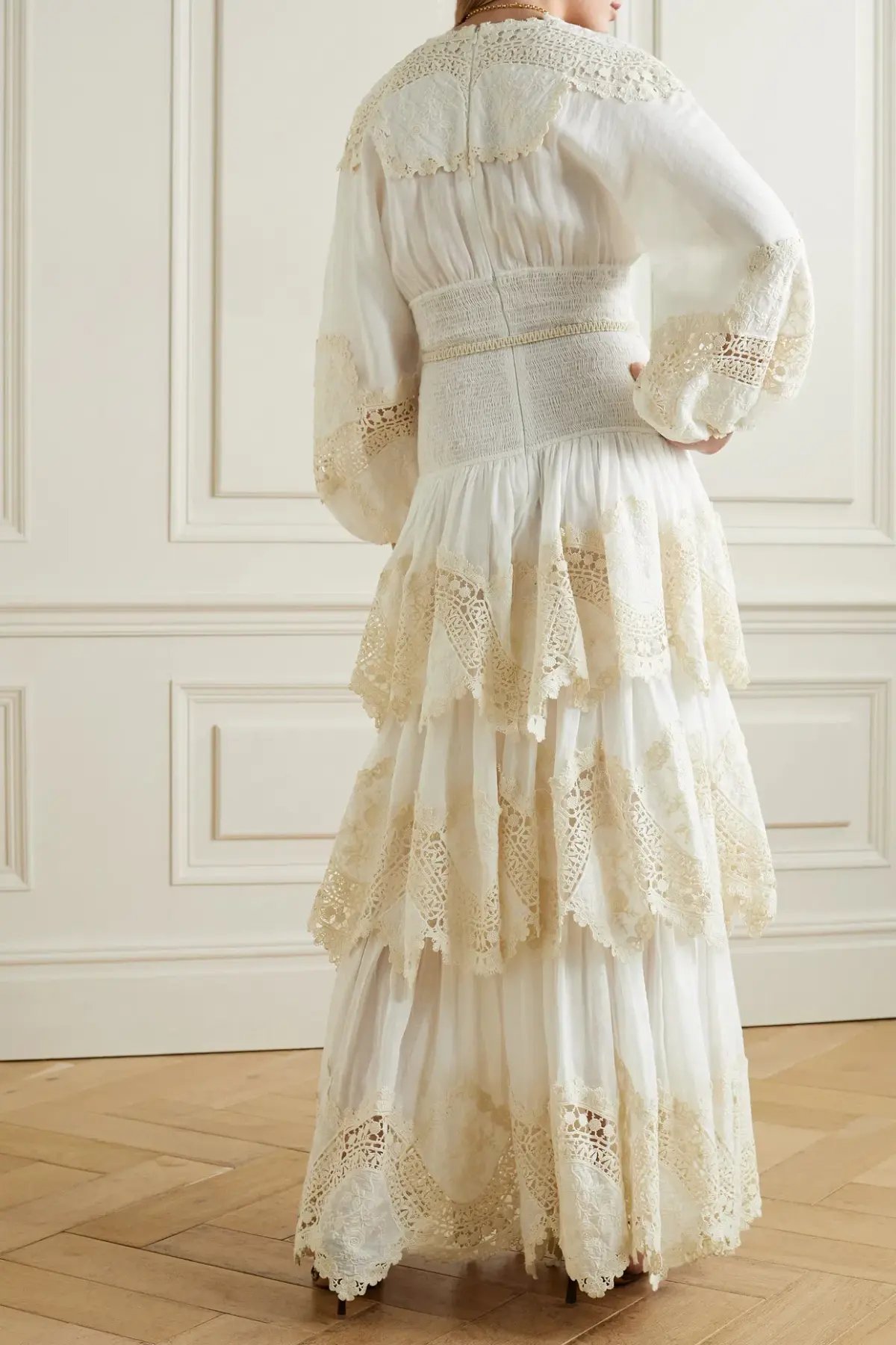 Zimmermann Pattie Embroidered Tiered Midi Dress Ivory Size 1 / Au 10 photo 2