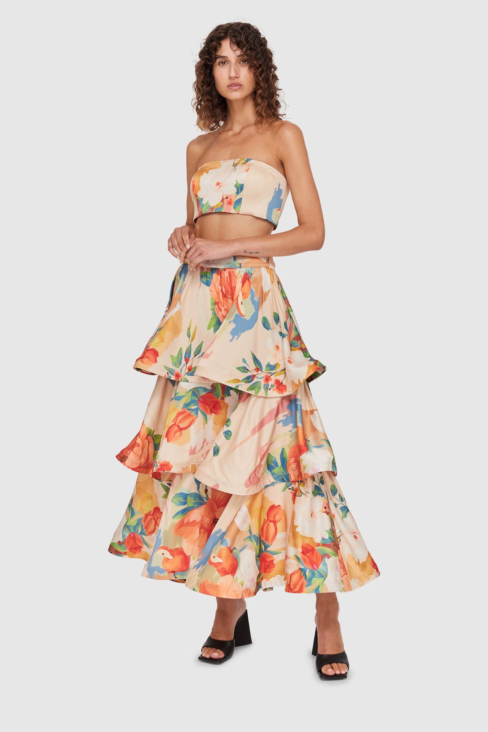 LEO LIN FLORESCENCE BUSTIER TOP - BLOSSOM CHAMPAGNE photo 4