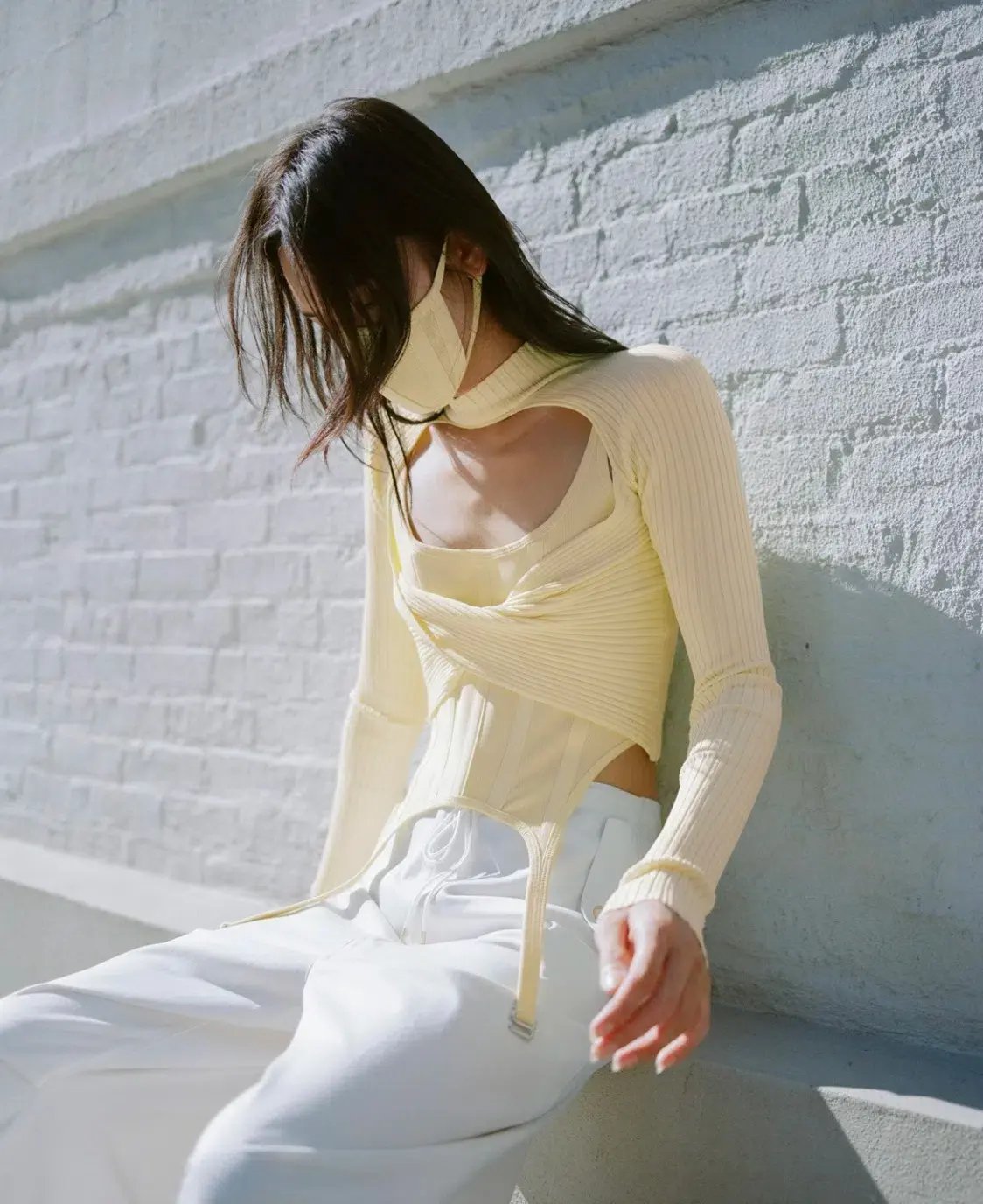 Dion Lee Twist Back Long Sleeve Knit Top Lemon Yellow Size 8 photo 8
