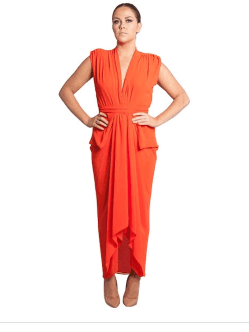 Carla Zampatti Waterfall Dress Red Size 6 photo 5