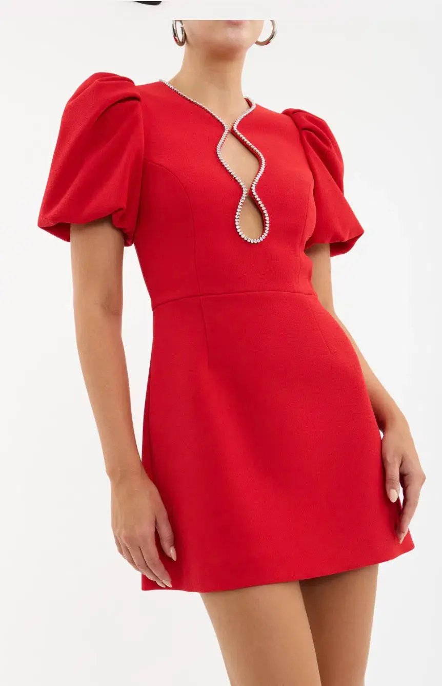Rebecca Vallance Karina Puff Sleeve Mini Dress Red Size 8 photo 7