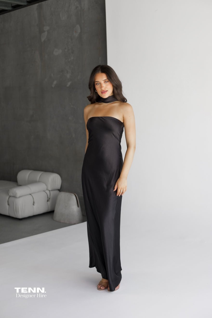 Misha Collection Lilia Satin Maxi Dress - Black photo 4