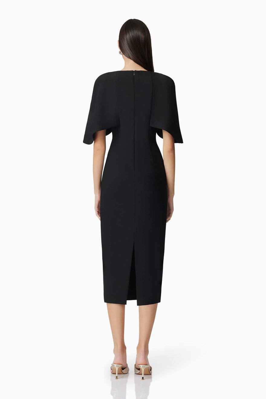 Elliatt Gia Cape Midi Dress - Black photo 3