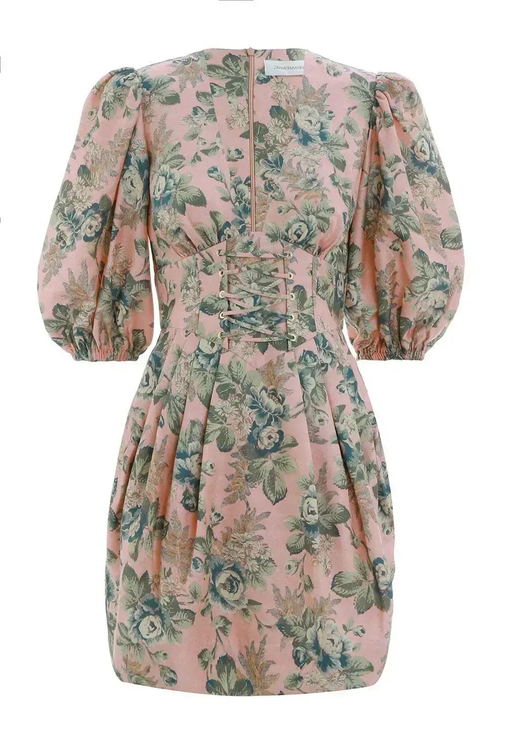 Zimmermann Tempest Lace Up Mini Dress Rouge Desert Rose Size 0 / AU 8 photo 3