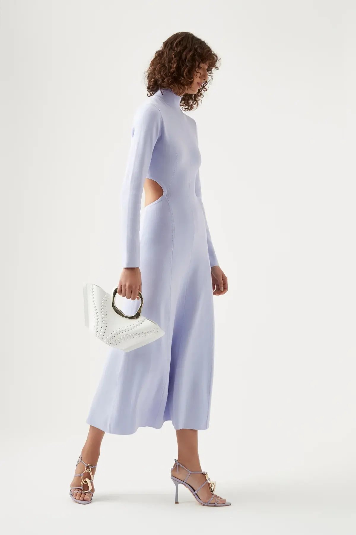 Aje Anika Cut Out Knit Midi Dress in Cool Lavender Size 10 / M photo 2