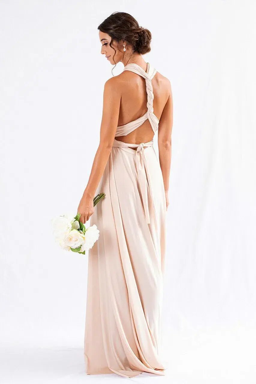 Model Chic Luxe Satin Multi-Way Infinity Dress Nude Size 10 photo 2