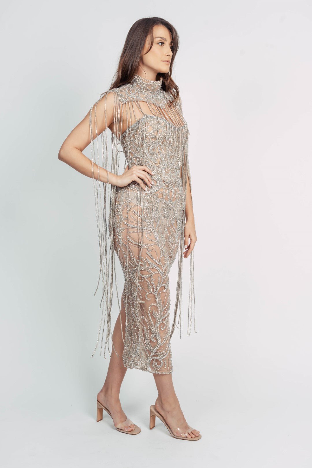 DALYLA FRINGE DRESS BY ALBINA DYLA NUDE photo 5