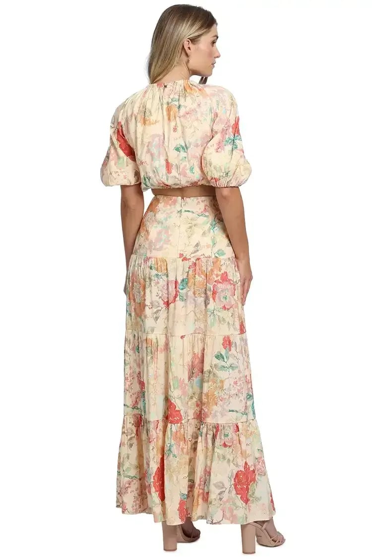 Significant Other Salvador Top and Skirt Set Picnic Peonies Multi Print Size 12 photo 3