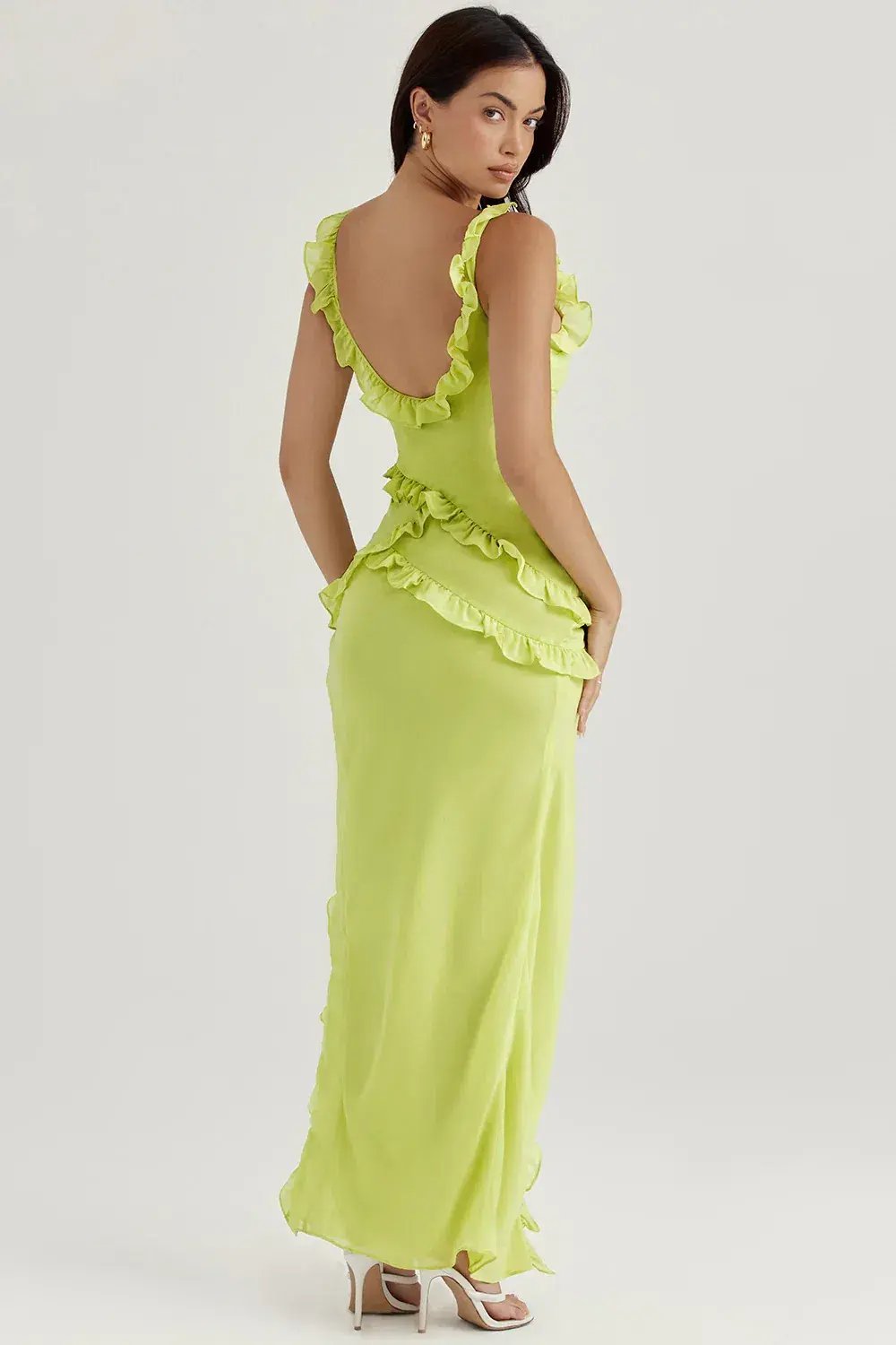 House of CB Pixie Ruffle Maxi Dress Lime Size M / AU 10 photo 6