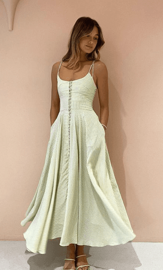 By Johnny Pistachio Stripe Sun Dress Print Size 14 photo 6