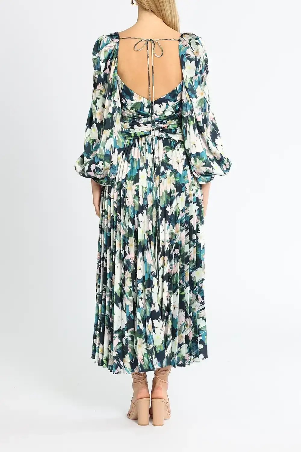 Acler Mattison Dress Navy Posey Blue Multi Print Size 8 photo 3